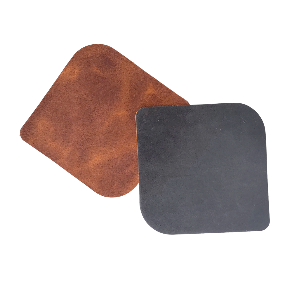 Kahverengi Kare Deri Bardak Altlığı 4’lü Sset